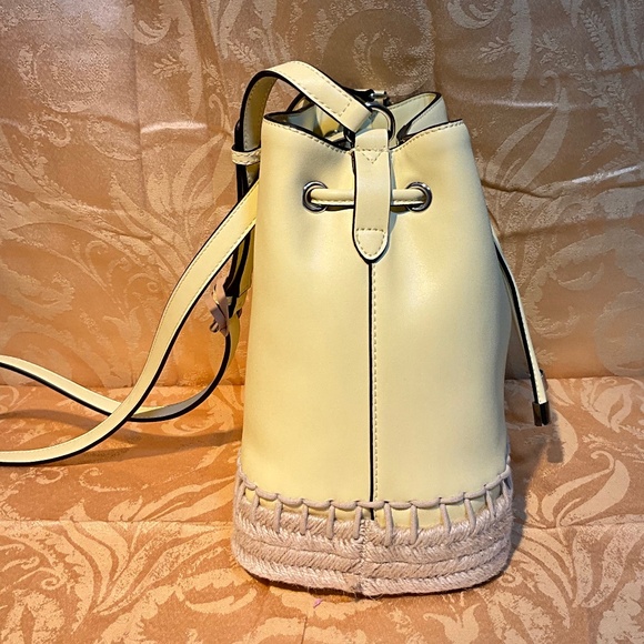 Calvin Klein - Yellow bucket bag with Bohemian detailing.   A1B - Picture 5 of 8